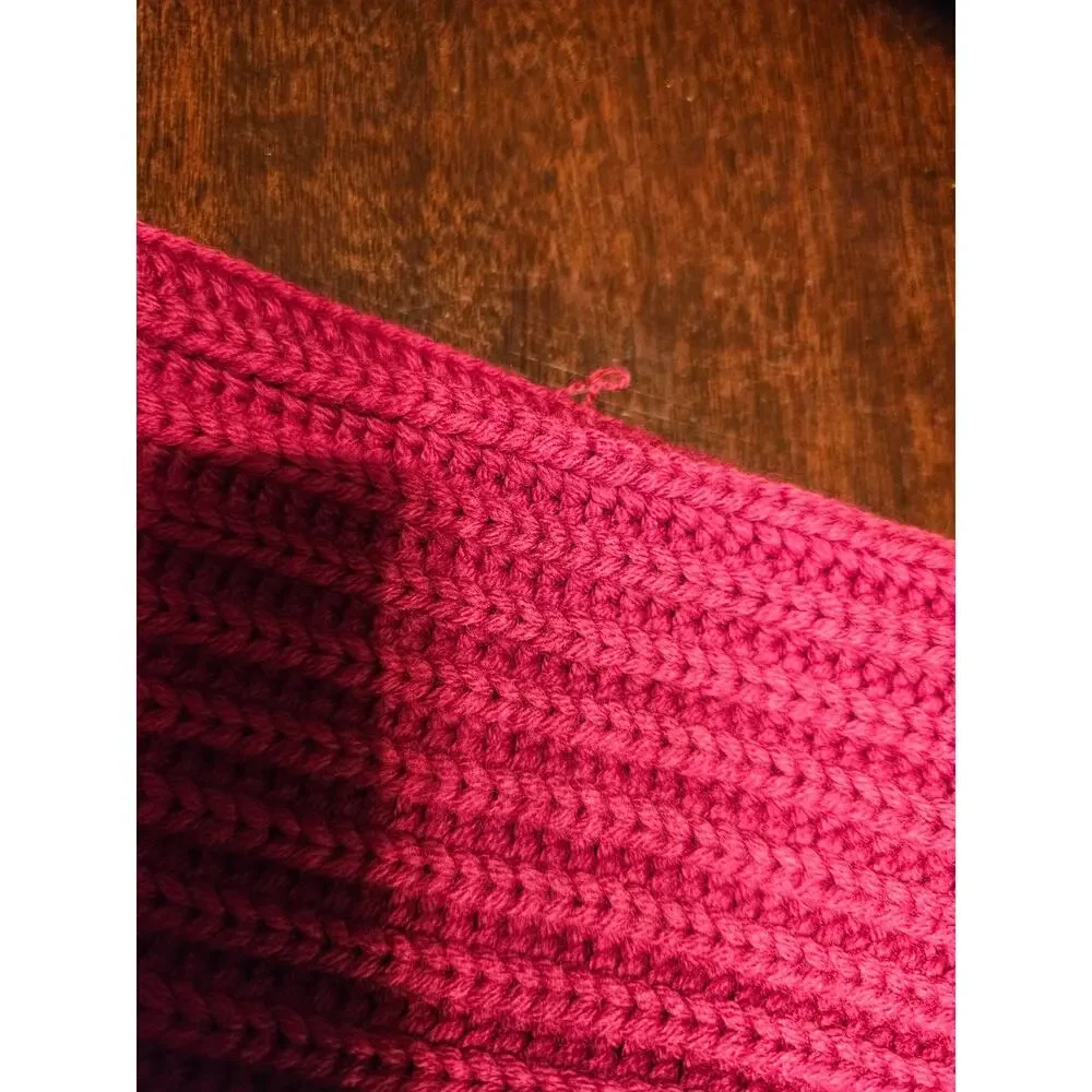 Eileen Fisher Raspberry Red Open-Front Ribbed Knit Cardigan - Picture 10 of 16